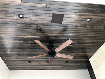 Caring for your Synergy Wood prefinished wood ceiling or walls. Synergy Cypress Ebony ceiling shown.