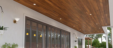 Red Grandis Wood Ceilings and Walls by Synergy Wood