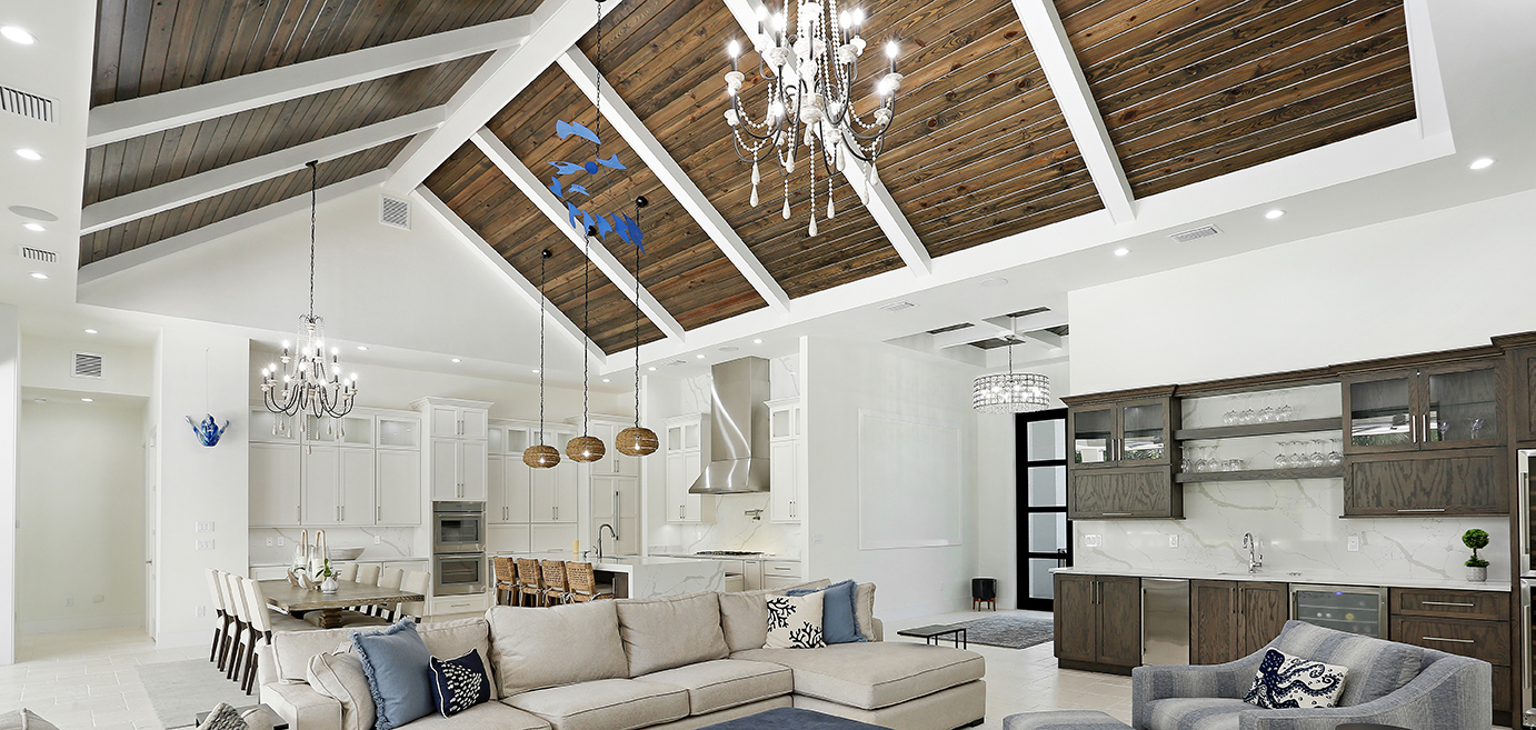 Synergy Wood Southern Pine Ebony wood ceiling