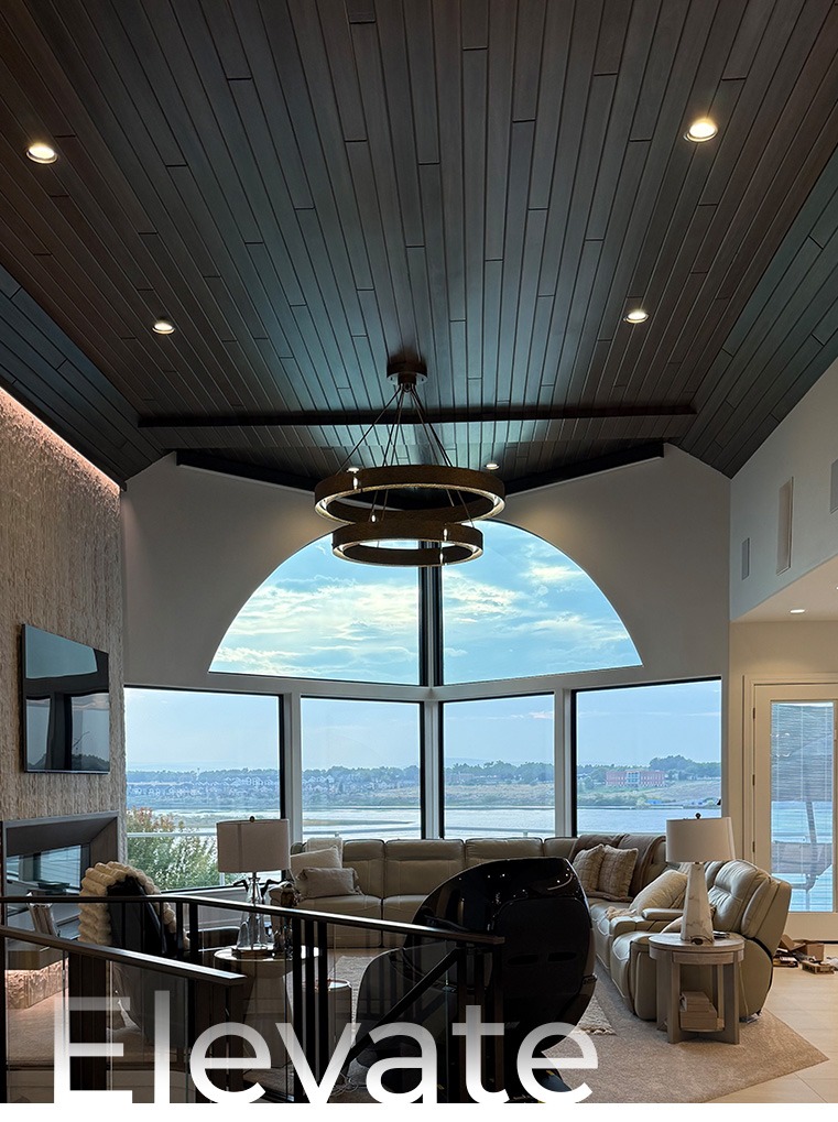 Synergy Wood Red Grandis in Ebony. Naturally beautiful hardwood ceilings,