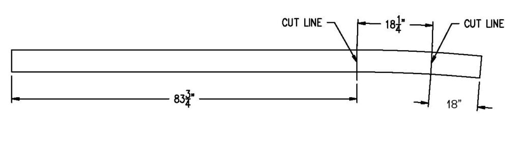 Image shows how to cut a board to remove a large side bend